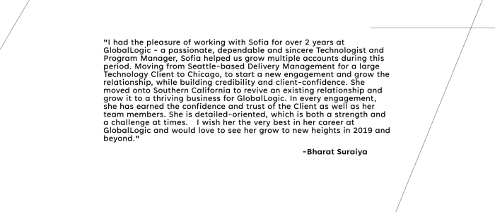 Sofia Zelenova testimonial from Bharat Suraiya